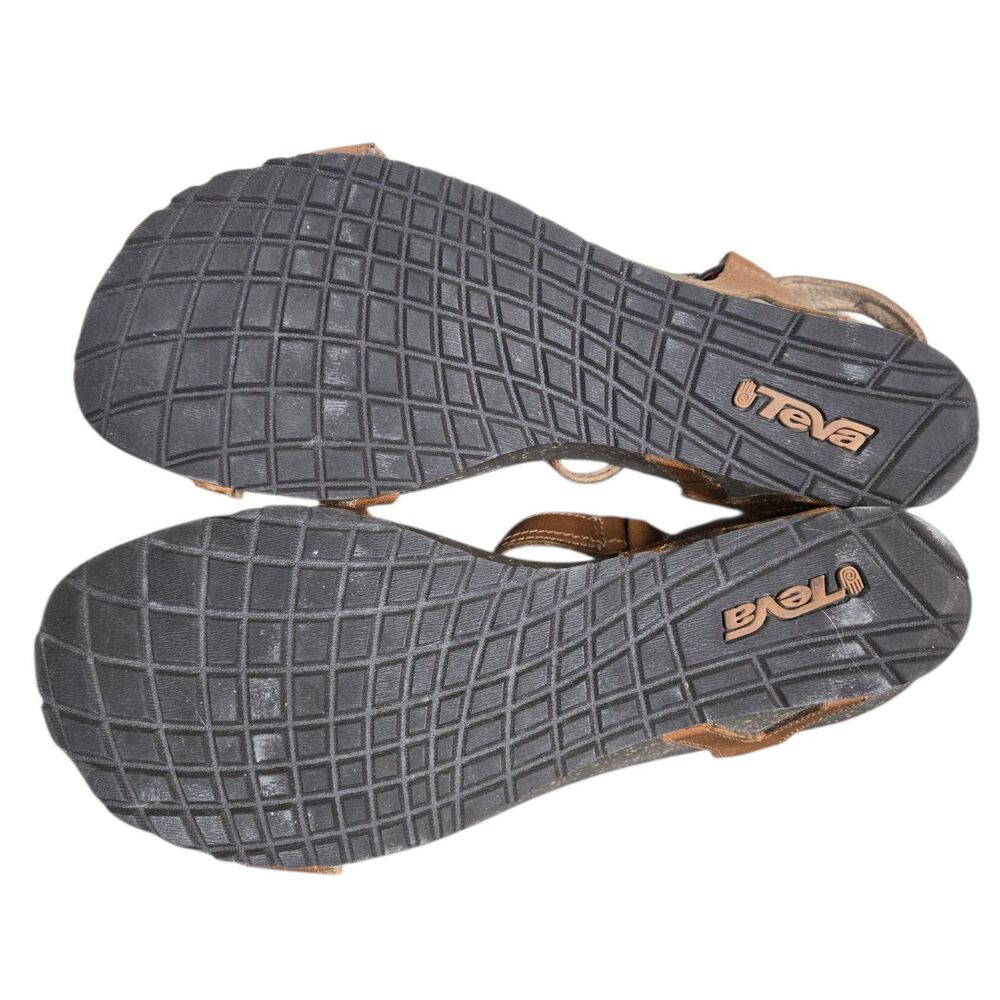 Teva Cabrillo 1001027 Strap Wedge Sandals Brown Leather Size 9.5 Ankle Strap - Picture 10 of 12